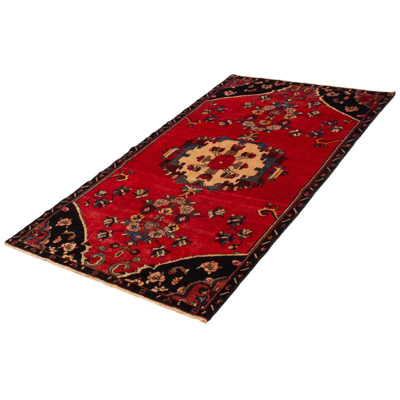 Tapis rouge en laine des années 1990 5 pi 1 po x 8 pi 9 po Konya