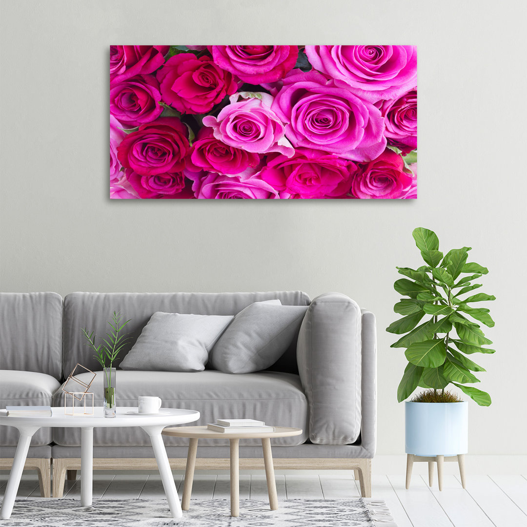 Ein Blumenstrauß aus rosa Rosen - Ungerahmte Kunstdrucke auf Leinwand