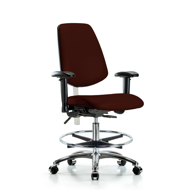 Chaise de dessinateur Josiah, Bourgogne, Roulettes, Inclus