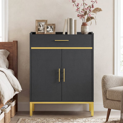 5-Tier Shoe Storage Cabinet with Drawers，Shoe Cabinet with 3 Adjustable Shelves and 1 Drawer