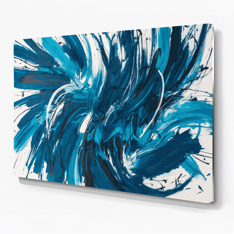 «Lyrical Abstraction 11», art mural en métal bleu, H 11 po x l 14 po