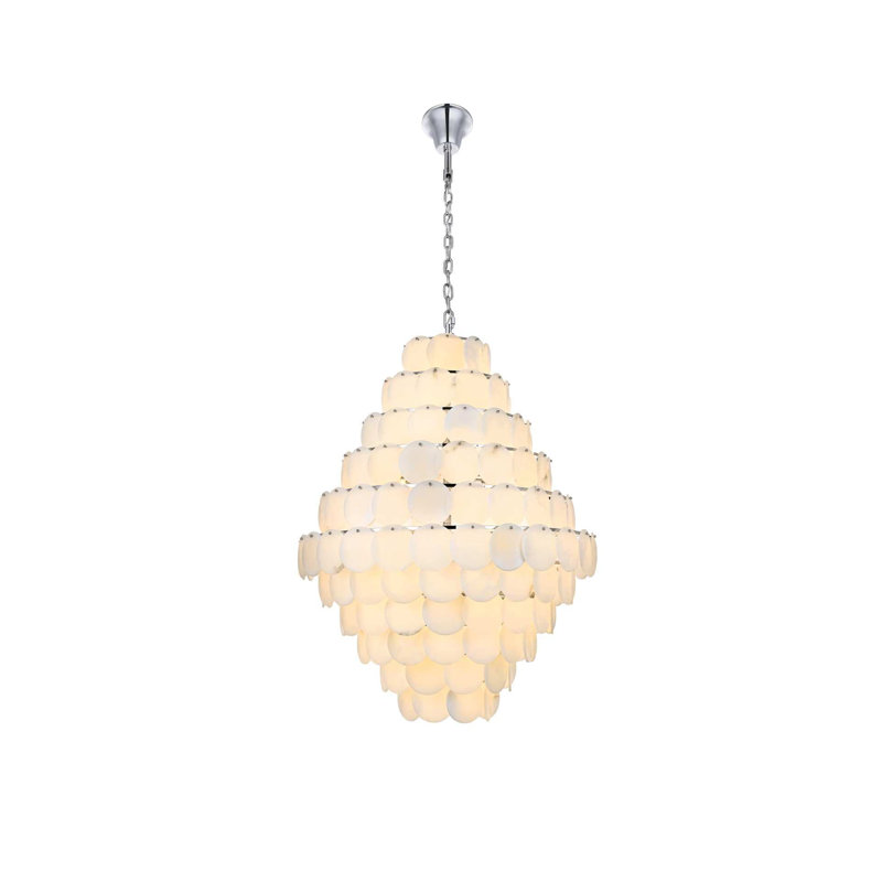 Lustre en albâtre de 42 po Idamay, Chrome chrome
