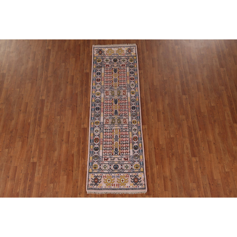 Tapis de couloir géométrique en laine 3x8