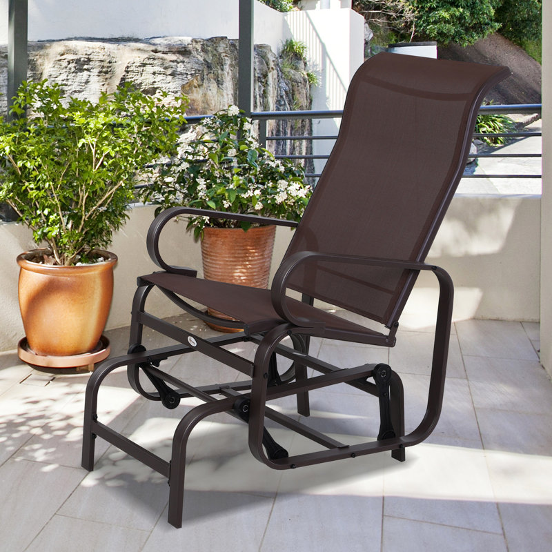 Brown Outdoor Seating - Smooth Rocking, Heatproof, Lightweight For Garden Patio Glider Chair In Heat , Heavy Load Bearing