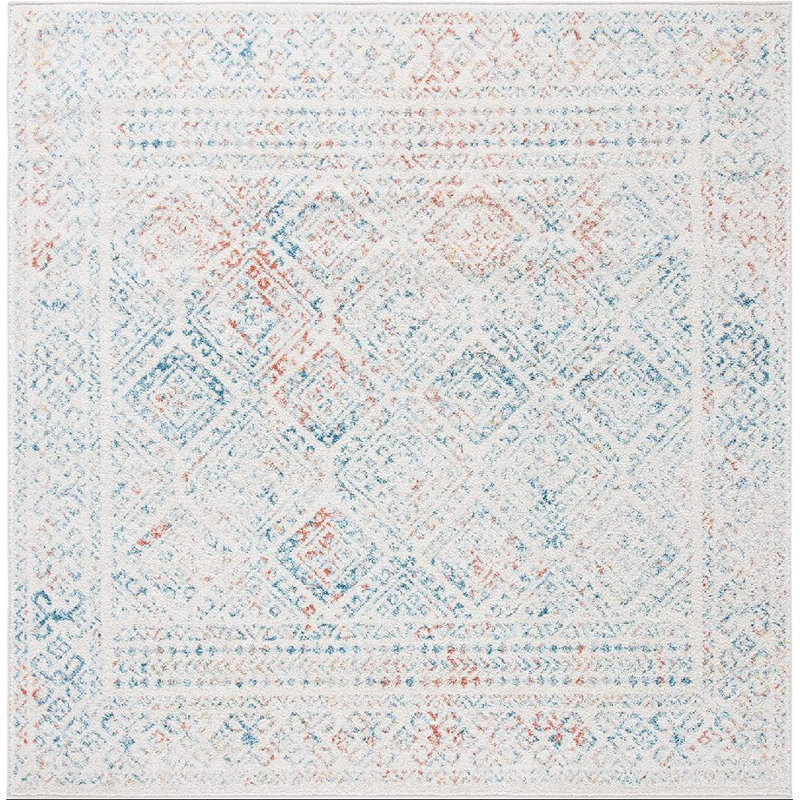 Tapis ivoire / terre cuite Dennison Southwestern, Carré 3 pi
