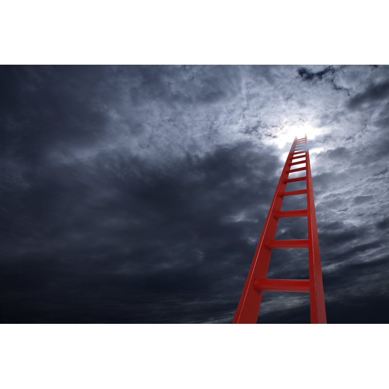 Ladder Reaching To The Clouds by Skodonnell - No Frame Print on Canvas, 20cm H x 30cm W