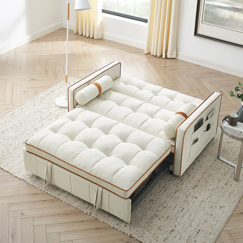 Canapé-lit 2 places 55,5 po Modern, Beige