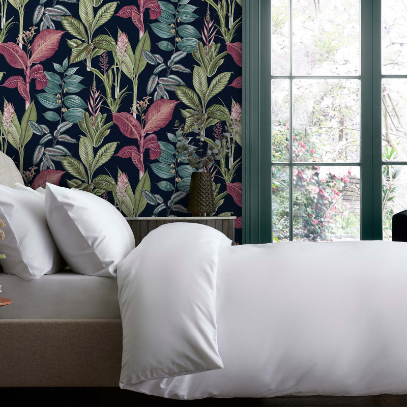 Wallpaper Double Roll, Navy Blue/Black