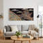 Art mural sur toile, lignes topographiques et nuages en tons de terre-1555506012