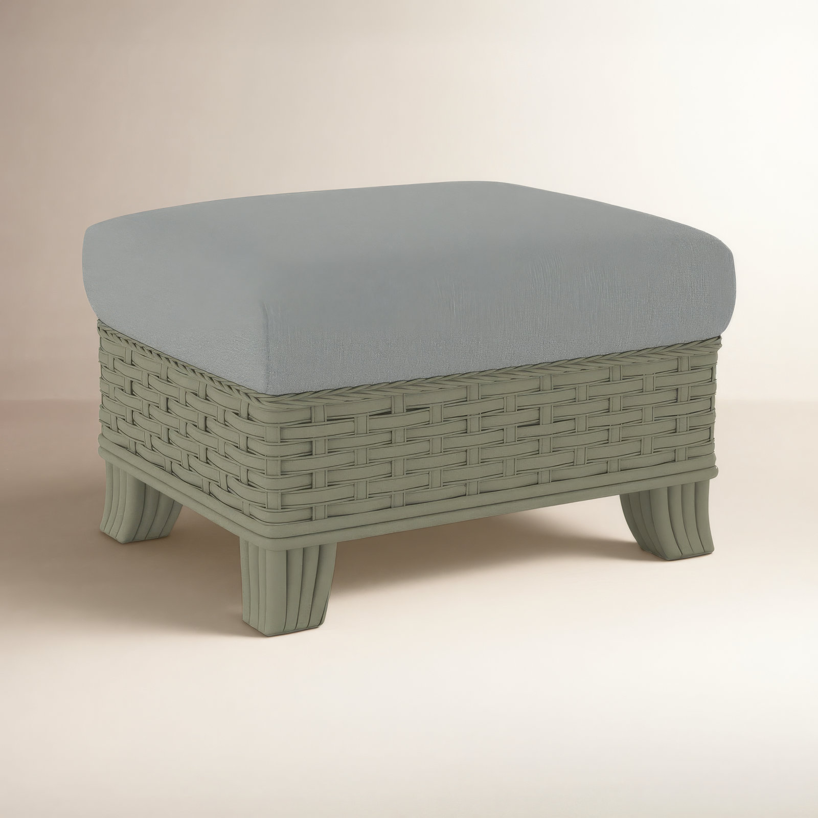 Somerset Upholstered Ottoman, Light Blue Performance Fabric, Greystone