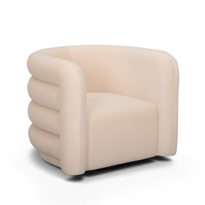 Curves Peach Velvet Swivel Accent Chair