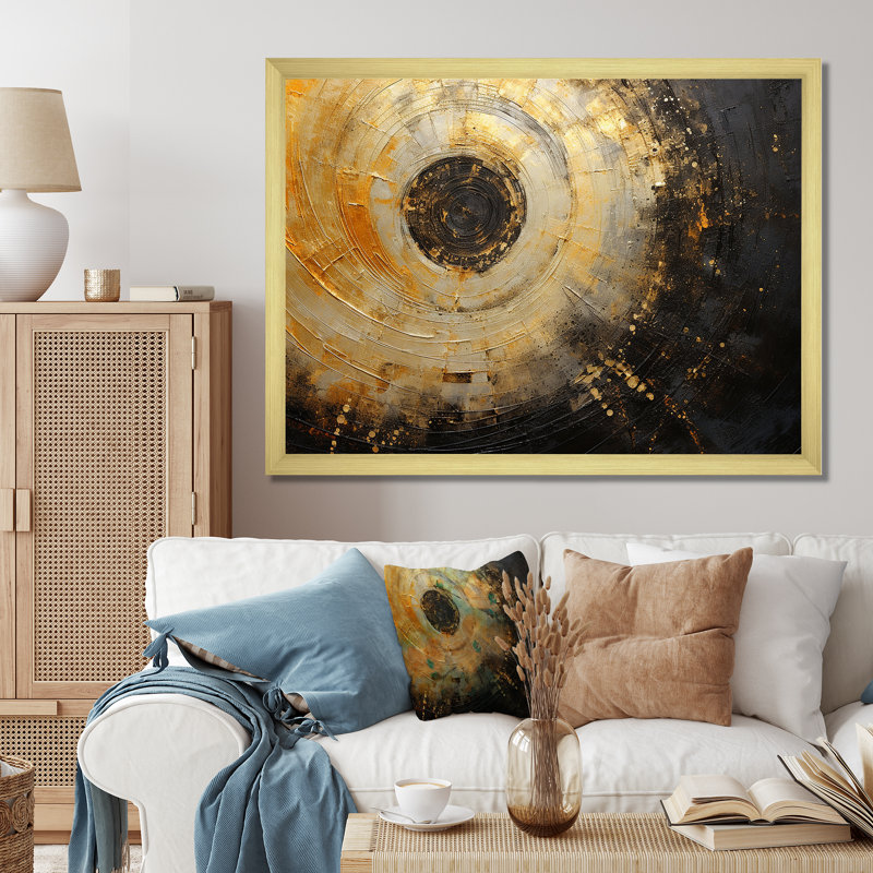 " Celestial Contrast Spirals II ", Gold Single Picture Frame, 12" H x 20" W x 1" D