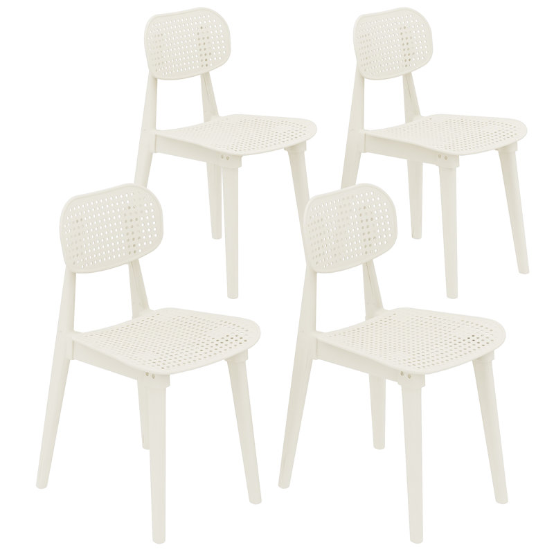 Chaises de cuisine en plastique Recaceik, Blanc, 4