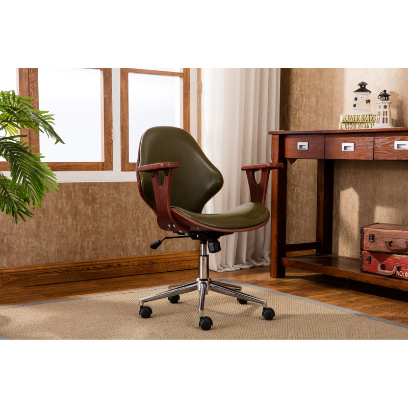 Barri Faux Leather Mid-Century Office Chair, Green