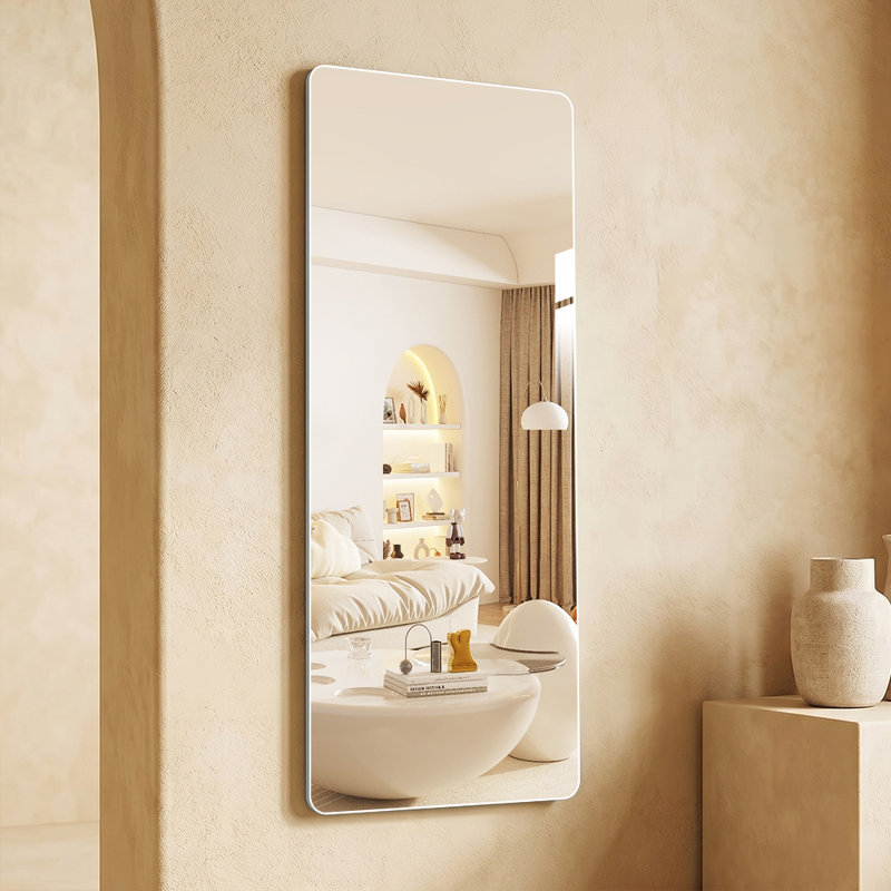 65" x 24" Frameless Full Length Mirror, Explosion-Proof HD Clear Glass, Wall Mounted & Adhesive Vanity Mirror, 65" x 24"