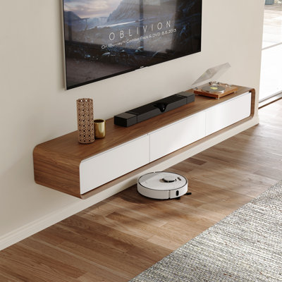 Randalstown Floating TV Stand, Entertainment Center with 4 Drawers, Solid Wood, Fully-Assembled