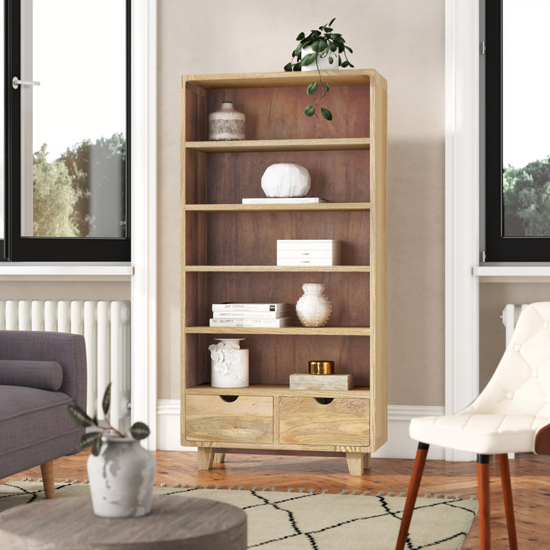 Paquette 180cm H x 90cm W Solid Wood Standard Bookcase, Natural
