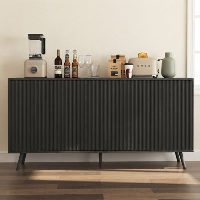 Buffet 59 po avec rangement - noir