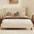 Velvet Upholstered Platform Bed With Wingback Headboard And Walnut Wooden Legs, No Box Spring Needed-2094977275-2094977272