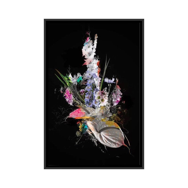« bouquet xiv », impression sur toile, H 26 po x l 18 po x P 1,5 po, Toile avec cadre noir, Pas de tapis