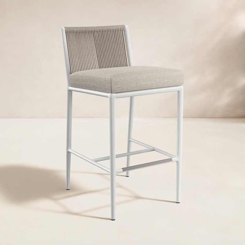 Tabouret de bar avec coussin Sabbia, 28.5", Sunbrella® Echo Ash