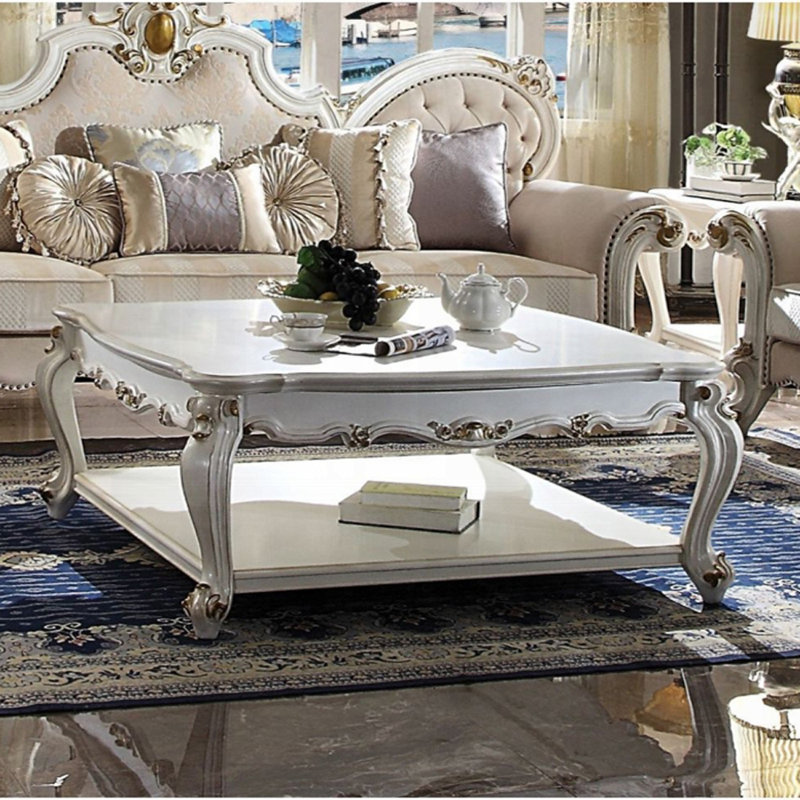 Table basse l 47,40 po, perle antique