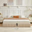 Lit plateforme rembourré Coletti avec coffre de rangement et sommier à lattes en bois, robuste et silencieux, montage facile, beige-74193535-74193533
