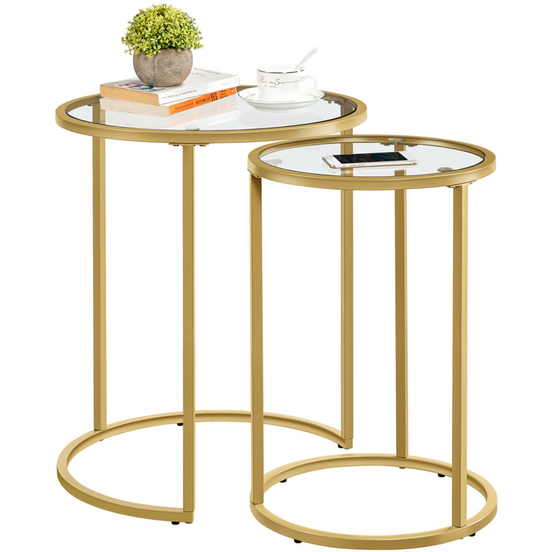  2 Piece Nest of Tables, Gold