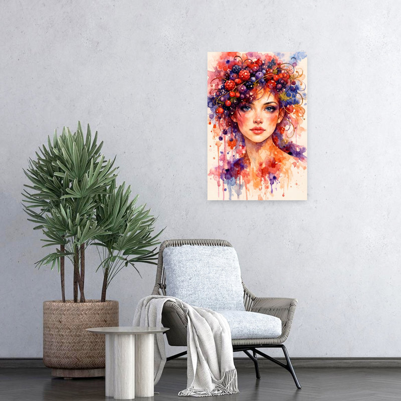 «Vibrant Berry Woman», reproduction d'art murale contemporaine, 24" H x 16" W