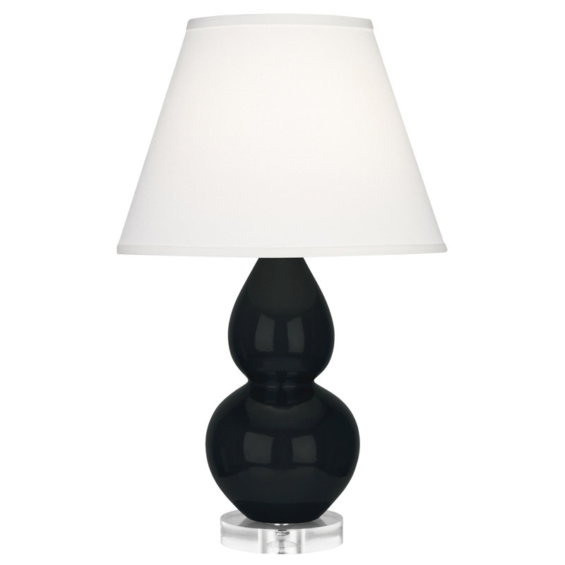 Petite lampe d'appoint à double gourde, Obsidienne, Perle