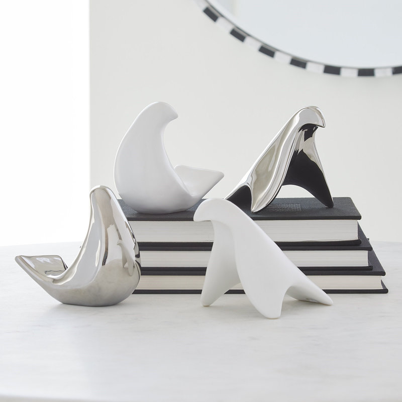 Matte White Ceramic Bird Figurine