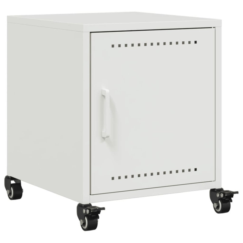 Preslei 36cm W Steel Bedside Table, White, Individual