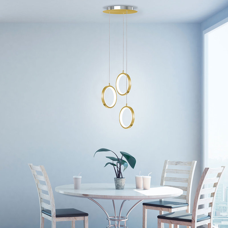 Lauri 3 - Light LED Cluster Pendant, Brushed Brass