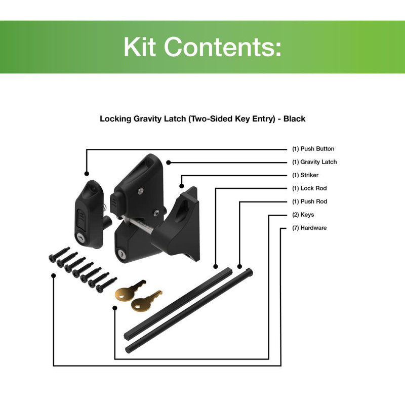 Black Stainless Steel Locking Gravity Gate Latch