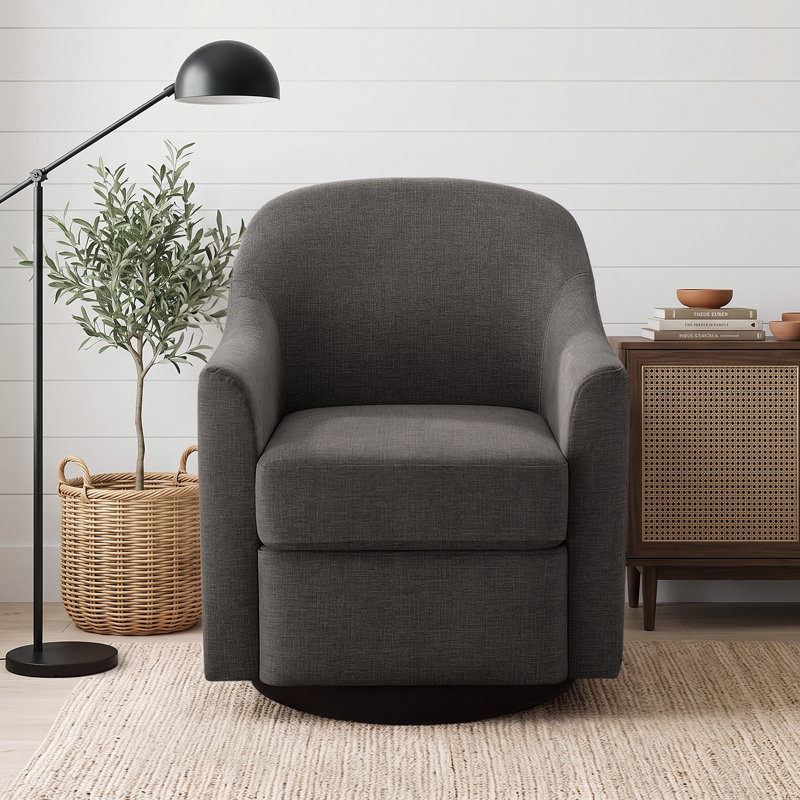 Fauteuil d'appoint pivotant en tissu 29,92 po Linend, Mélange de polyester kaki clair