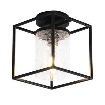 1-light Semi Flush Mount Ceiling Light With Glass Shade, Farmhouse Fixture For Kitchen, Island, Entryway, Porch, Foyer, Dining Room