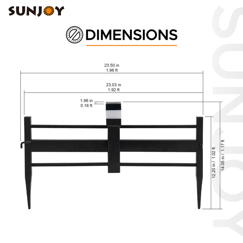 Clôture de bordure solaire Sunjoy Garden Fence, Noir