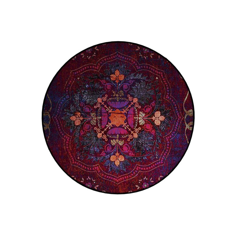 Multicolored Floral Motif Traditional Patterned Round Woven Base Vintage Decorative Carpet, Round 3'4"