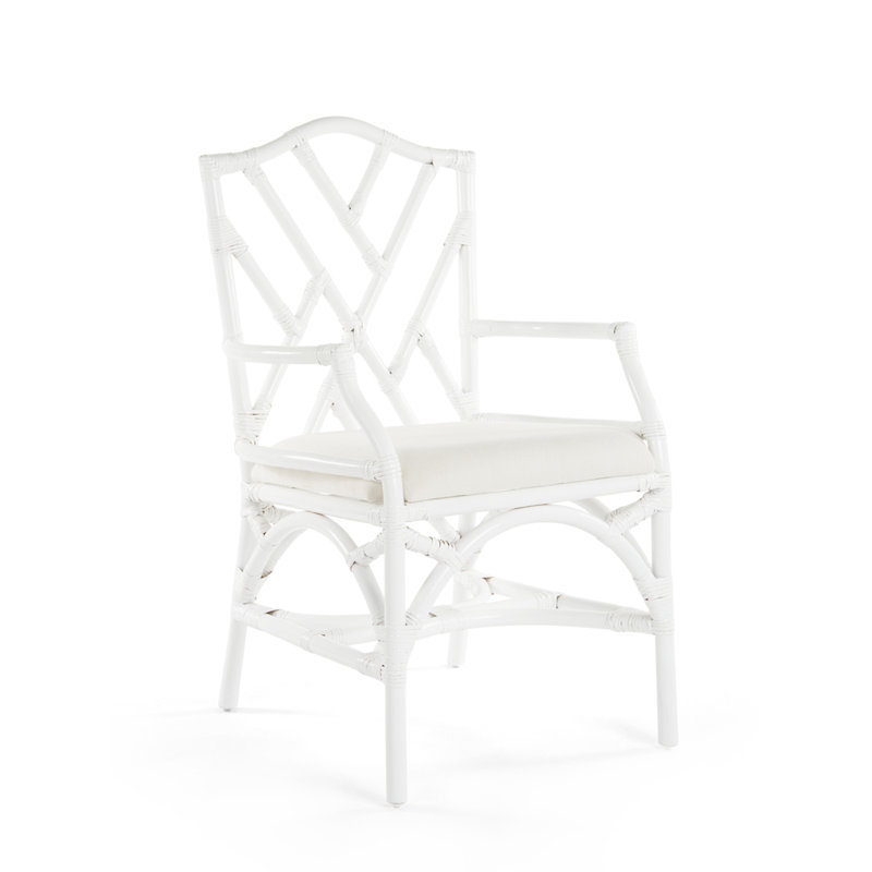 Alderson 20'' H Cotton Upholstered Armchair, White