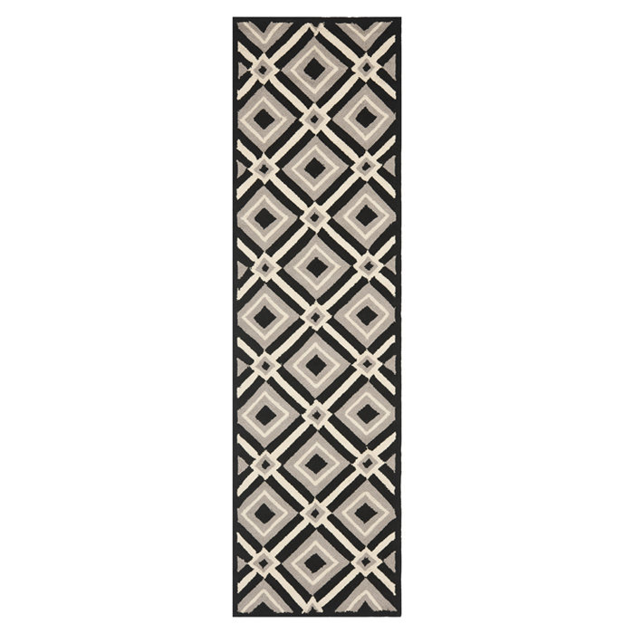 Hayes Hand Hooked Performance Geometric Rug, Runner 2'3" x 6'