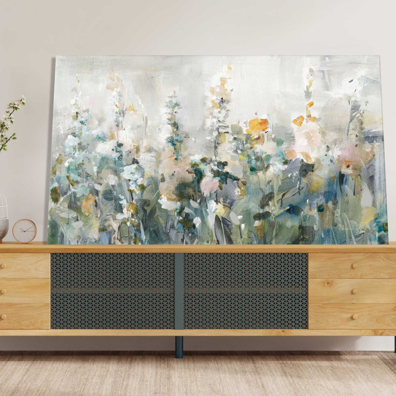 Jardin rustique neutre - Peinture, L 60 po x H 36 po, Toile tendue