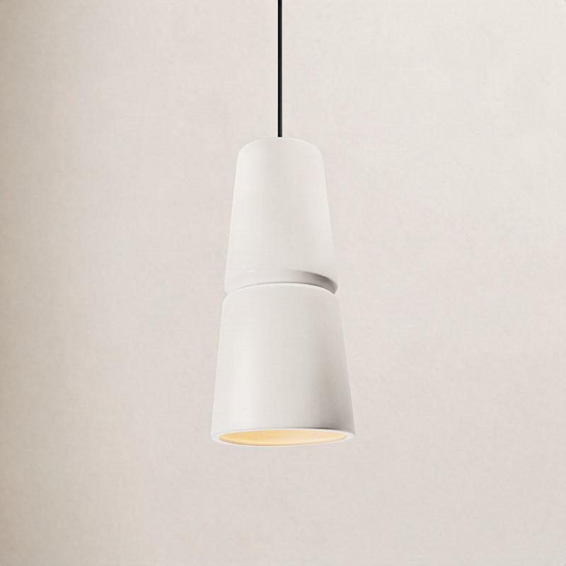 Luminaire suspendu conique à 1 lumière Logan, H 18 po x l 8 po x P 8 po, Blanc brillant, Bronze foncé