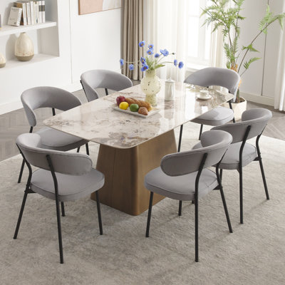 Madaline Dining Chairs, Fabric Upholstered Kitchen Dining Room Chairs with Mid Back and Metal Legs -  Corrigan StudioÂ®, E702335015494EA59723DD1B2F2B17A2