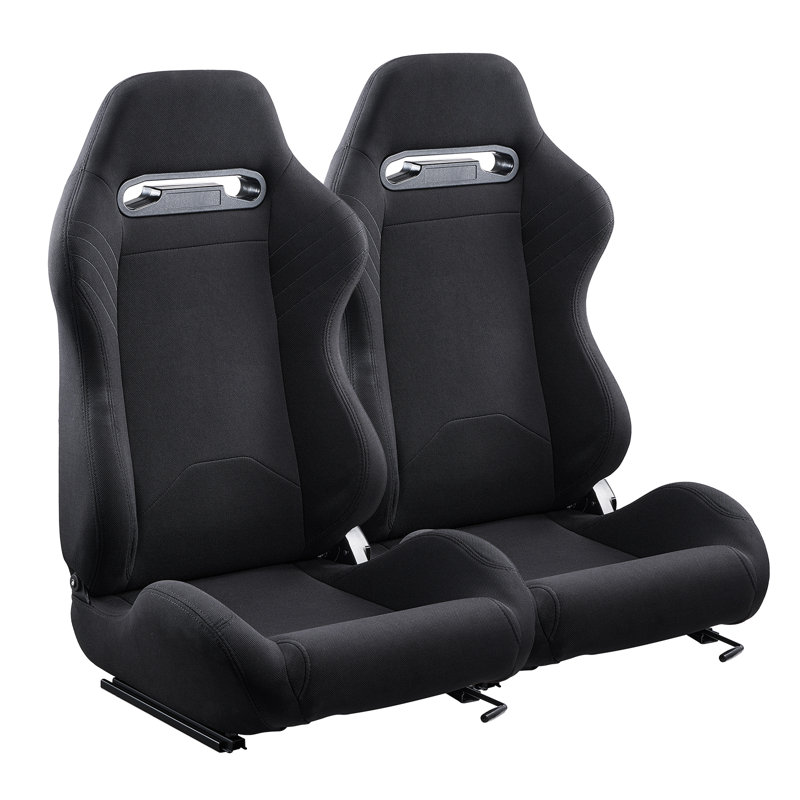 2 Set Racing Seat Adjustable Racing Chair with Polyester Fabric & Slider