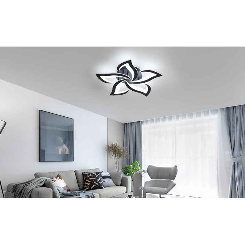 Rachna 5-head 60cm LED Integrated Semi Flush Mount Ceiling Light, Black, 6000K
