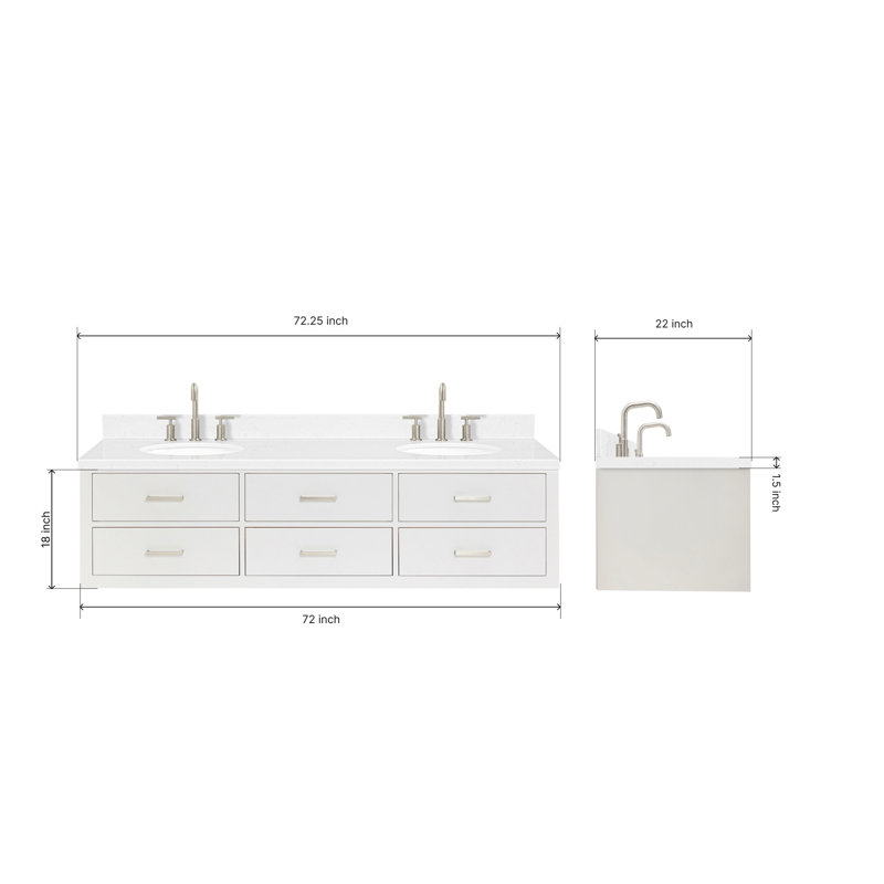 Macmullin 72.25'' W Double Vanity, White, 60"