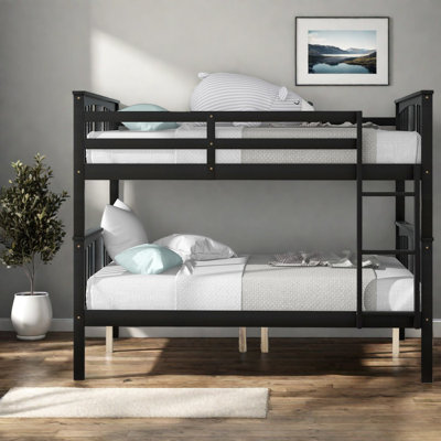Space-saving Full Bunk Beds, Solid Wood, Modern Espresso Design For Home