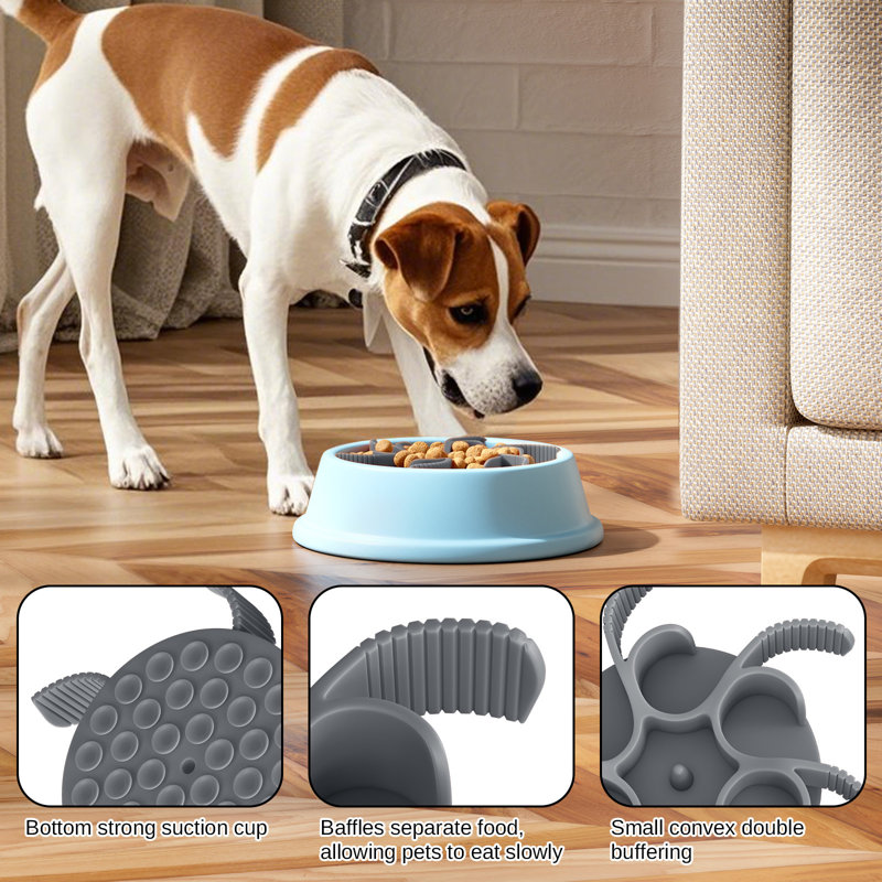Pet Slow Feeder Bowl Anti-Skid Slow Feeder, Grey