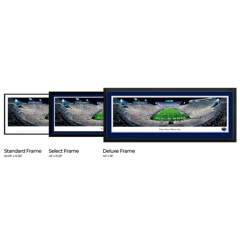 Impression panoramique Penn State White Out Football, H 18 po x l 44 po x P 1,38 po, Papier avec cadre noir
