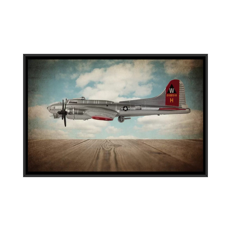 B17 Flying Fortress - Print on Canvas, 101.6 cm H x 66.04 cm W, Black Framed